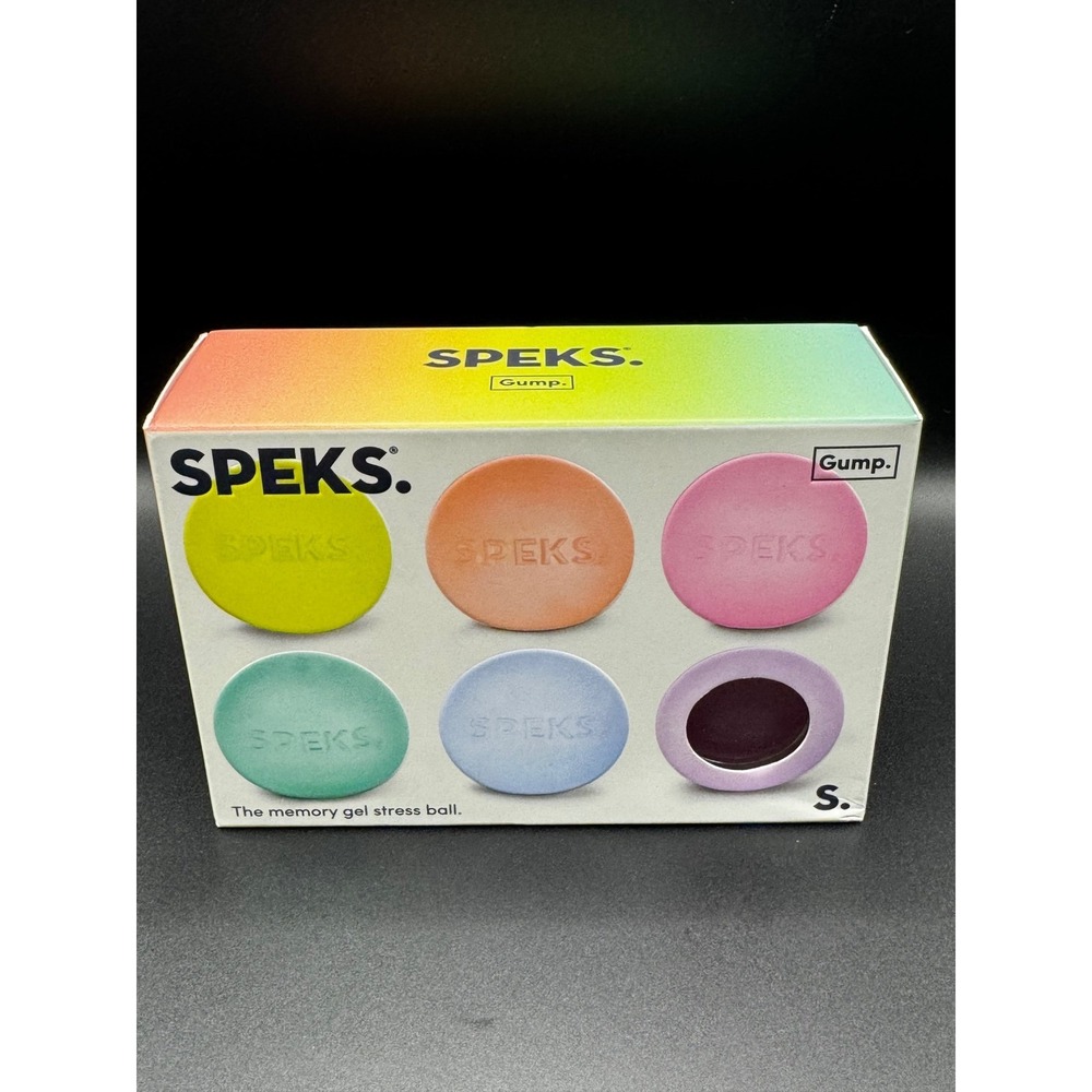 Speks Gump Memory Gel Stress Ball 6-Pack Set Prismatic Hues New